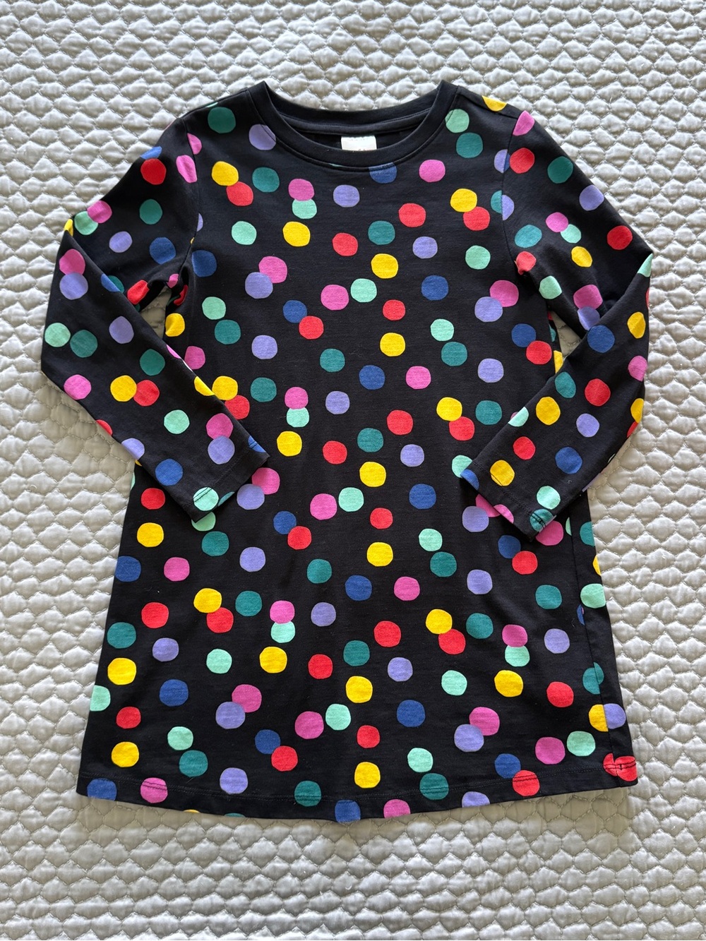 Hanna Andersson Black Long-Sleeve Dress with Multicolor Polka Dots